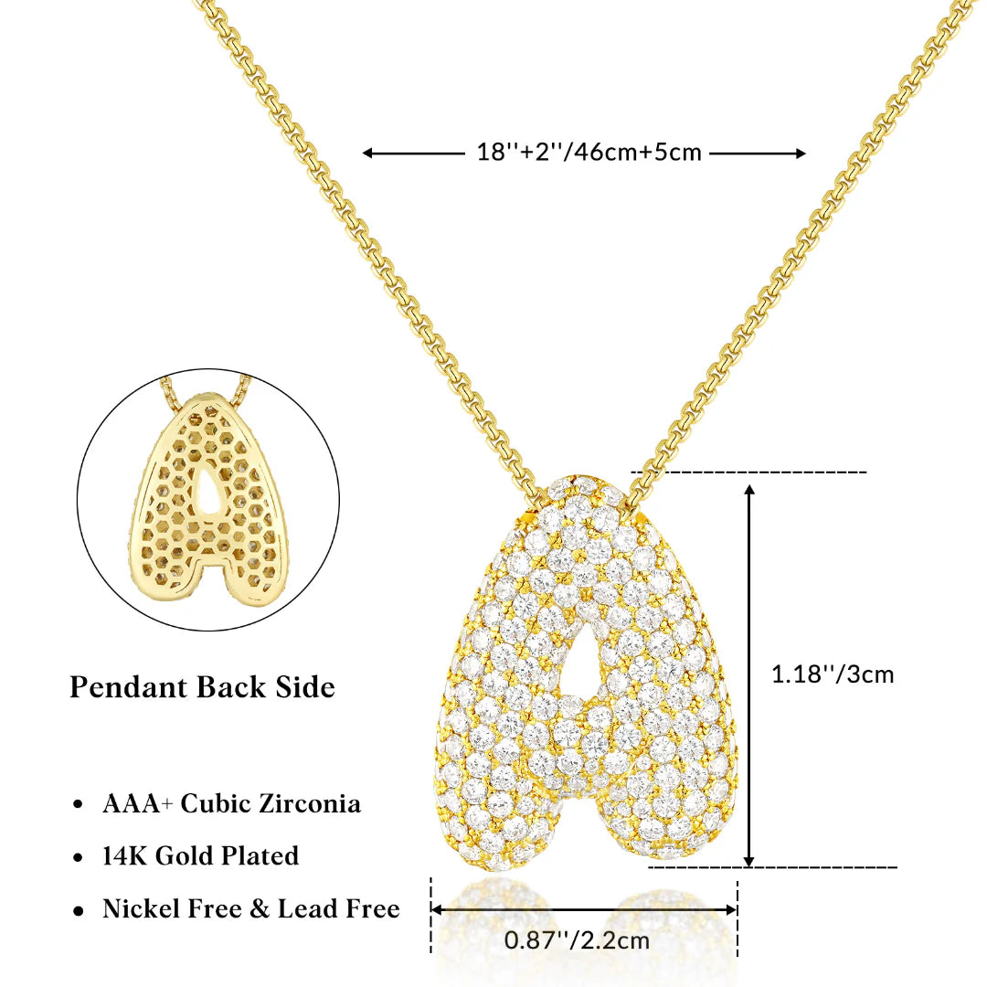 Viral 14K Gold Plated Balloon Letter Necklace