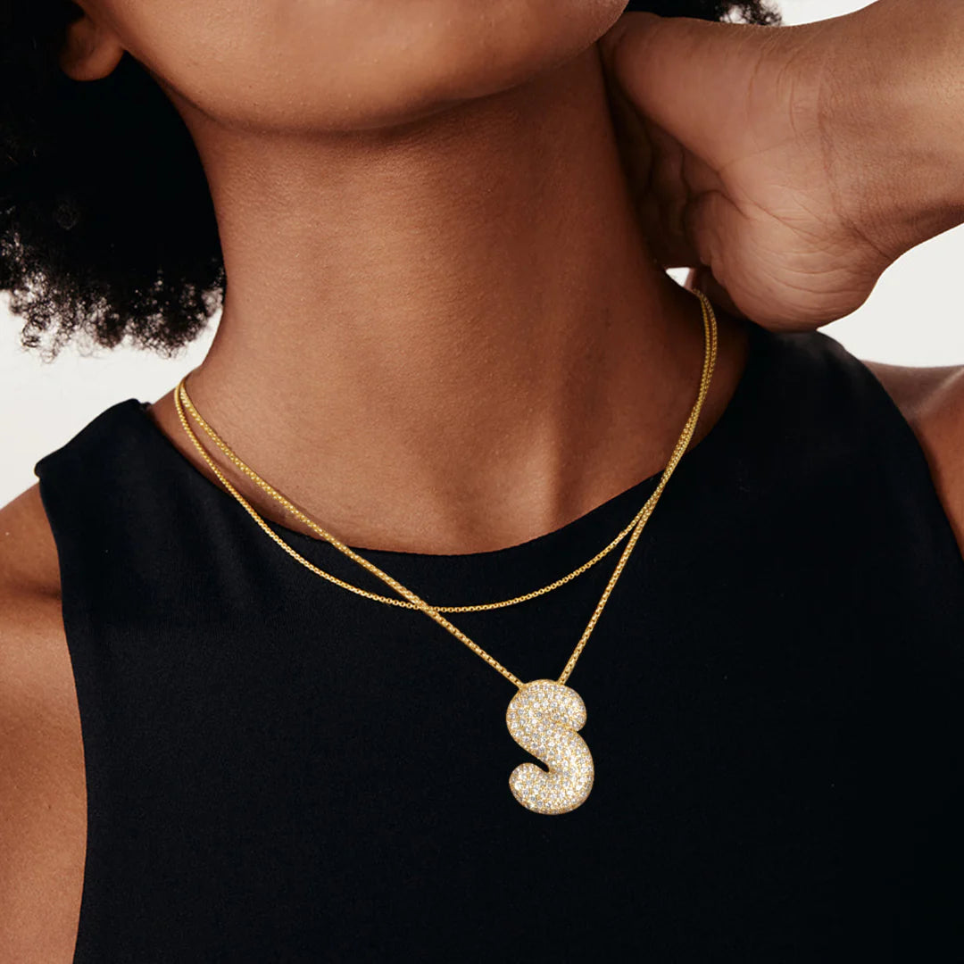 Viral 14K Gold Plated Balloon Letter Necklace